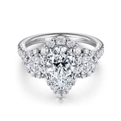 Gabriel &amp; Co. 14K White Gold Pear Shape Diamond Engagement Ring