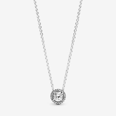 Round Sparkle Halo Necklace