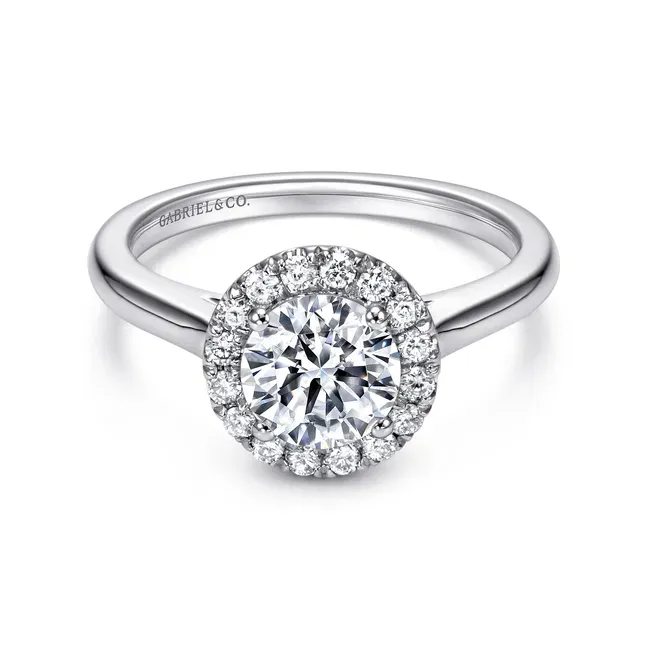 Gabriel &amp; Co. Stacy 14K White Gold Round Halo Engagement Ring