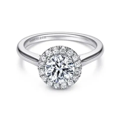 Gabriel &amp; Co. Stacy 14K White Gold Round Halo Engagement Ring