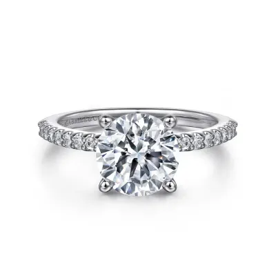 Gabriel &amp; Co. Amata Platinum Round Engagement Ring