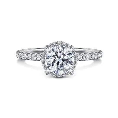 Gabriel &amp; Co. Senne 14K White Gold Round Hidden Halo Engagement Ring