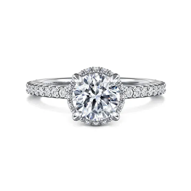 Gabriel &amp; Co. Senne 14K White Gold Round Hidden Halo Engagement Ring