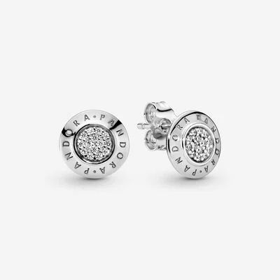 Sparkling Pandora Logo Stud Earrings
