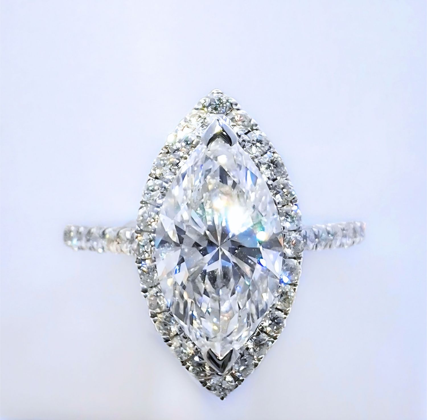 Amoré Diamonds 14K White Gold Marquise Lab Diamond Engagement Ring