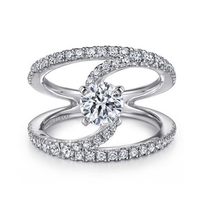 Gabriel &amp; Co. 14K White Gold Round Split Shank Diamond Engagement Ring