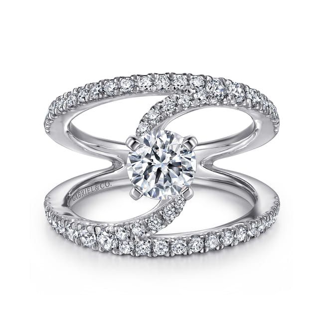 Gabriel &amp; Co. 14K White Gold Round Split Shank Diamond Engagement Ring