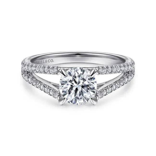 Gabriel &amp; Co. 'Tartan' 14K White Gold Princess Halo Diamond Engagement Ring