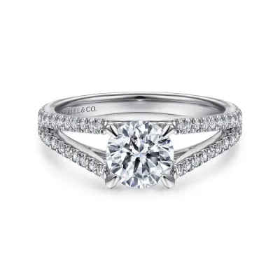 Gabriel &amp; Co. 'Tartan' 14K White Gold Princess Halo Diamond Engagement Ring