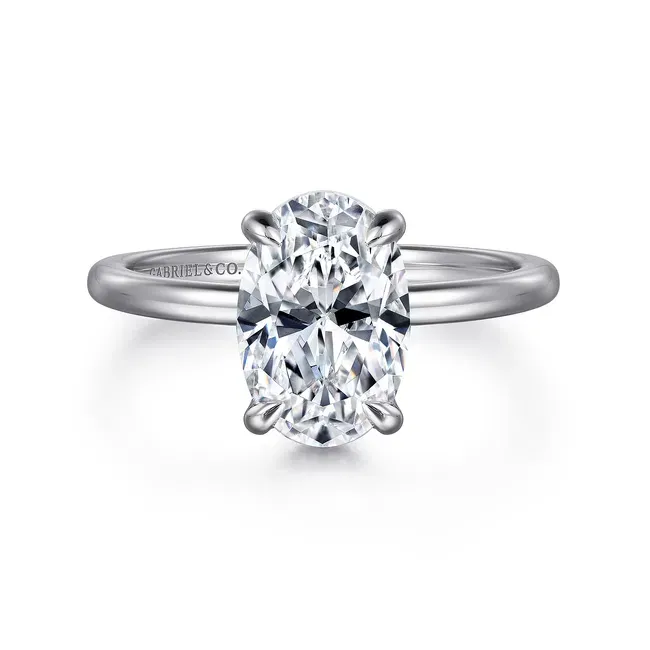 Gabriel &amp; Co. 'Rainah' 14K White Gold Hidden Halo Oval Diamond Engagement Ring