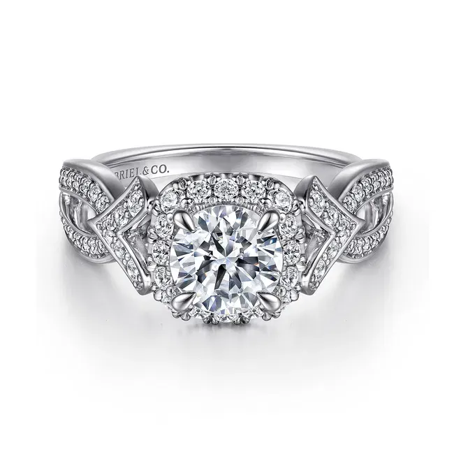 Gabriel &amp; Co. 'Ensley' 14K White Gold Inspired Halo Diamond Engagement Ring