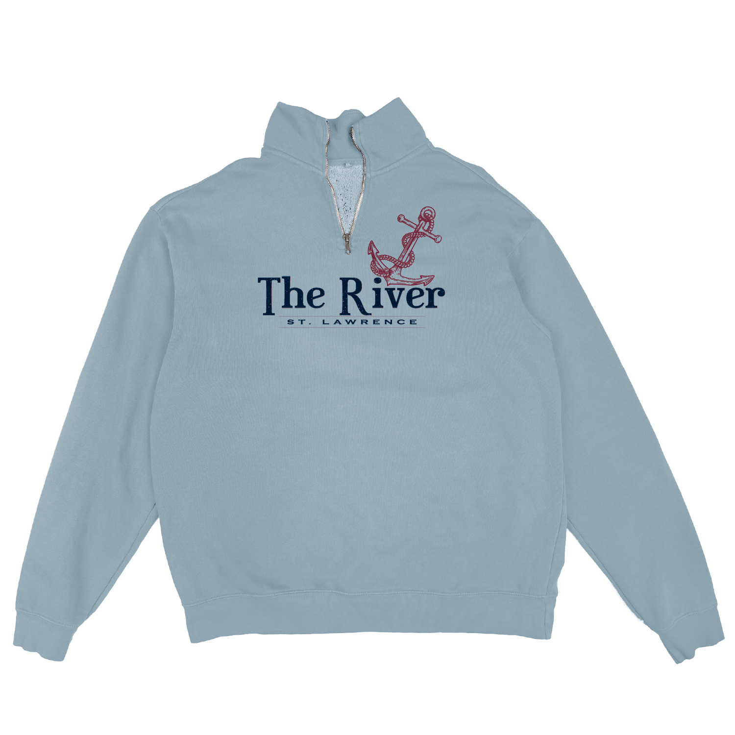 Facedown Anchor 1/4 Zip, Color: Denim, Size: Small