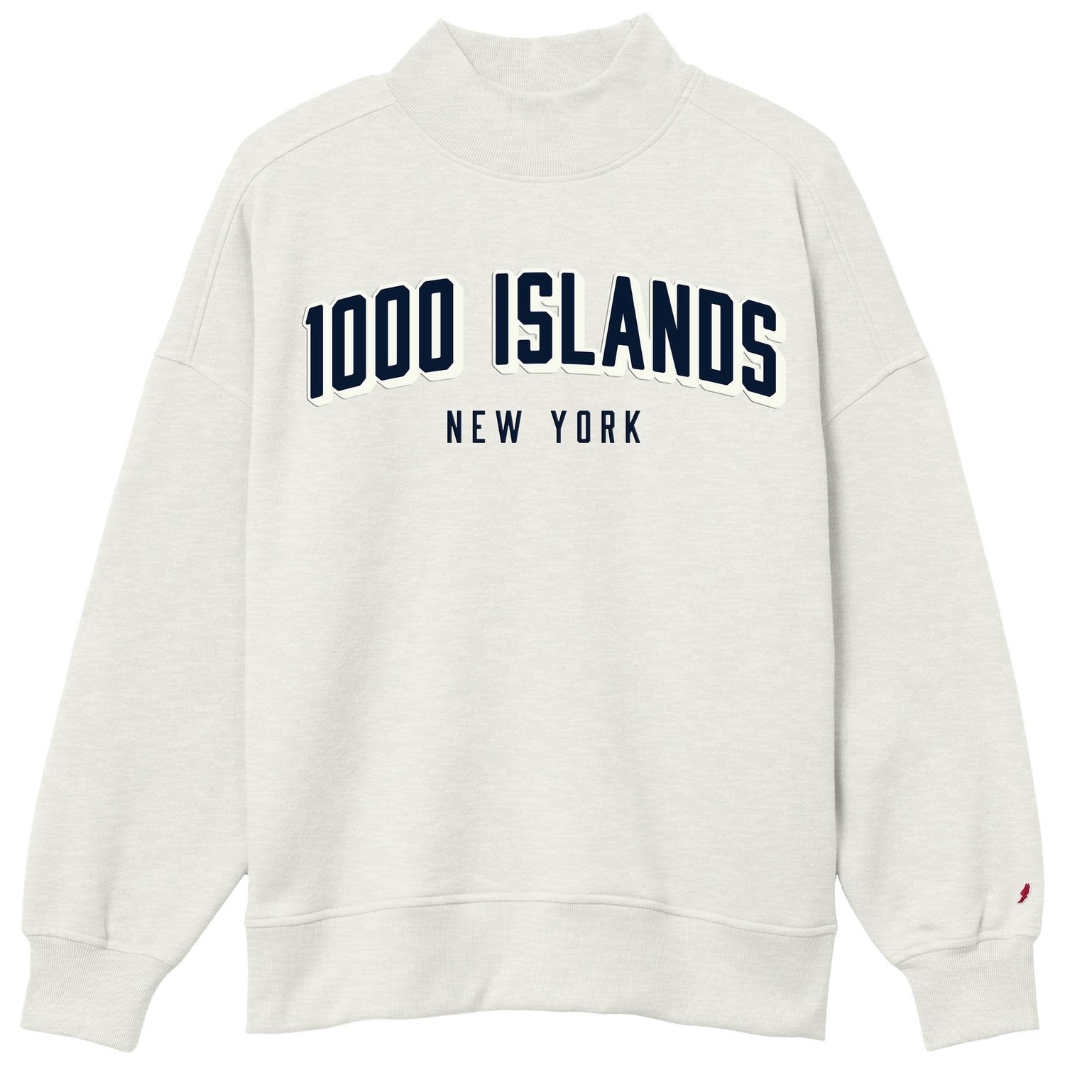 Diana Mock Neck Crew, Color: Oatmeal Htr, Size: Small