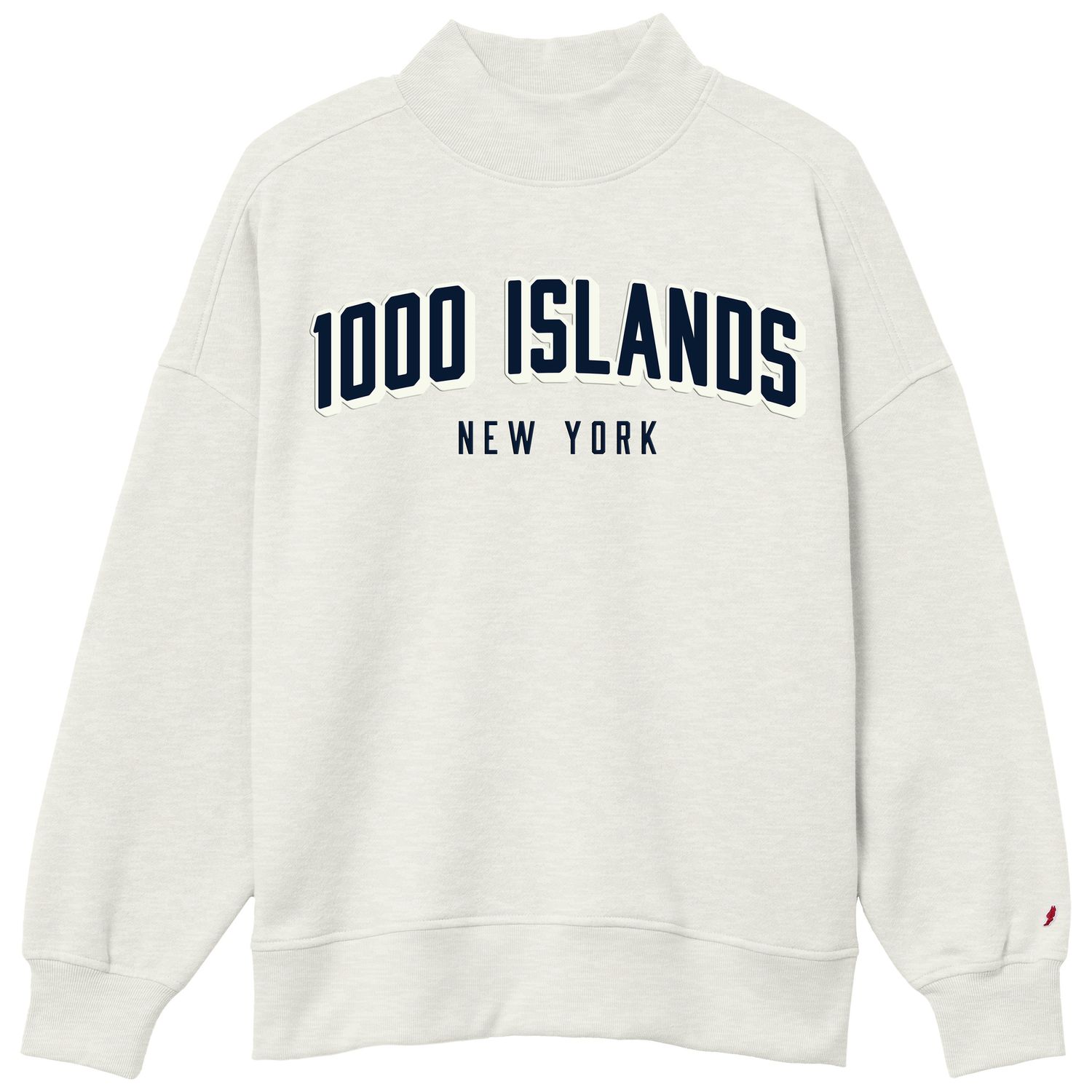 Diana Mock Neck Crew, Color: Oatmeal Htr, Size: Small