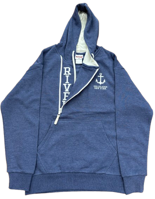 Off Side Zip Hoodie Denim
