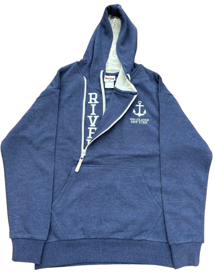 Off Side Zip Hoodie Denim, Size: Small