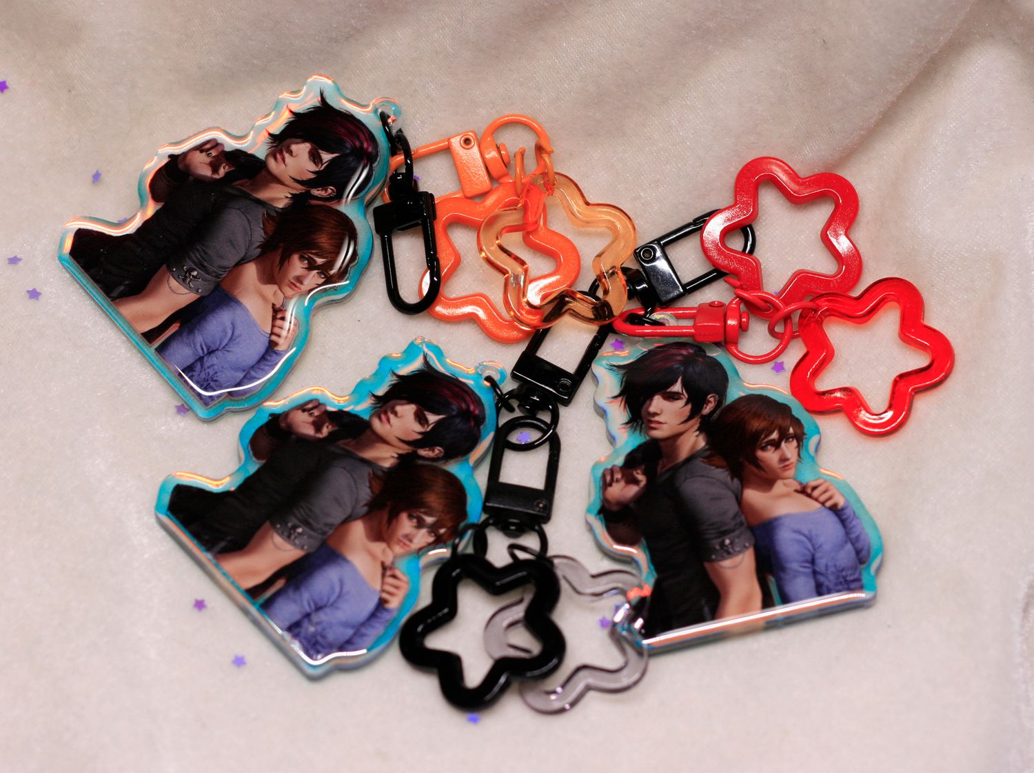 "Burn" acrylic holographic keychain