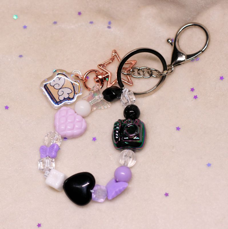 OOAK AngelToast beaded keychain - Candy Goth