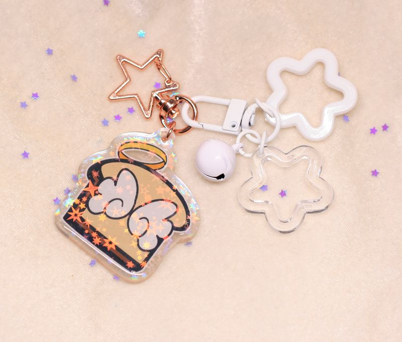 AngelToast acrylic holographic keychain - White
