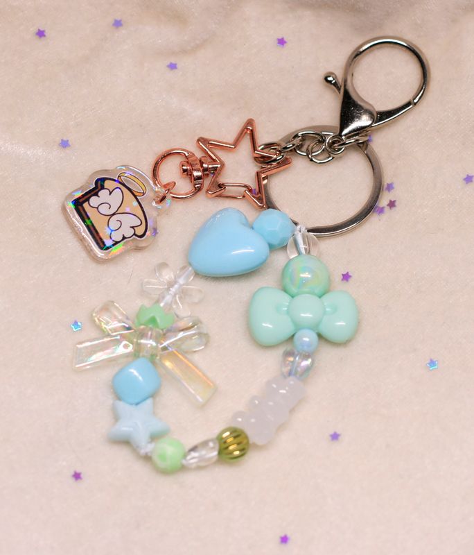 OOAK AngelToast beaded keychain - Sweet Blue