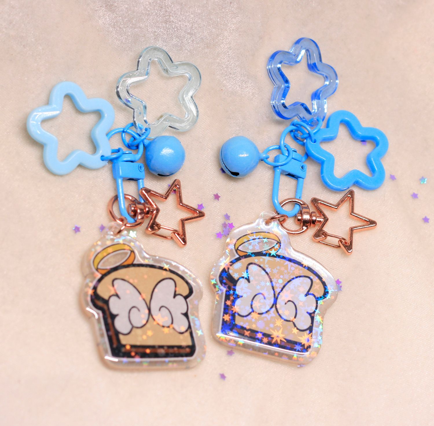 AngelToast acrylic holographic keychain - Blue