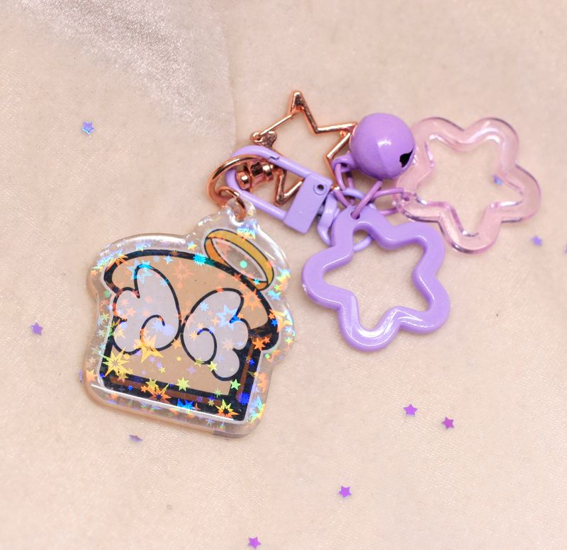 AngelToast acrylic holographic keychain - Pastel Purple
