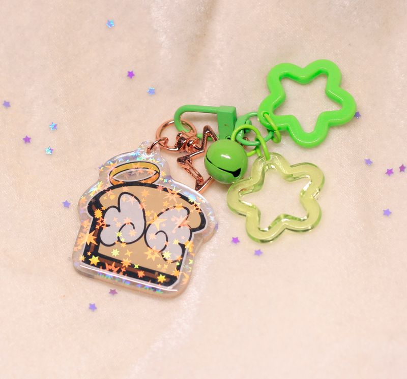 AngelToast acrylic holographic keychain - Green