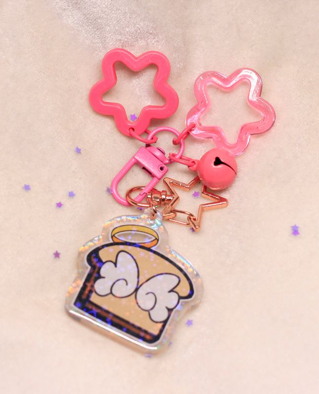 AngelToast acrylic holographic keychain - Fuchsia Pink