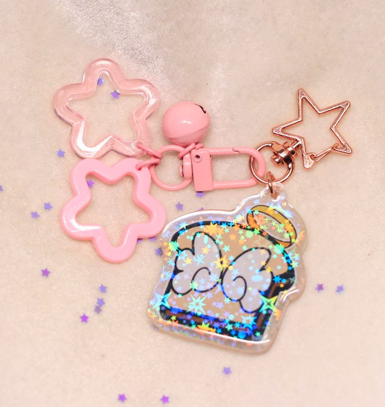 AngelToast acrylic holographic keychain - Pastel Pink