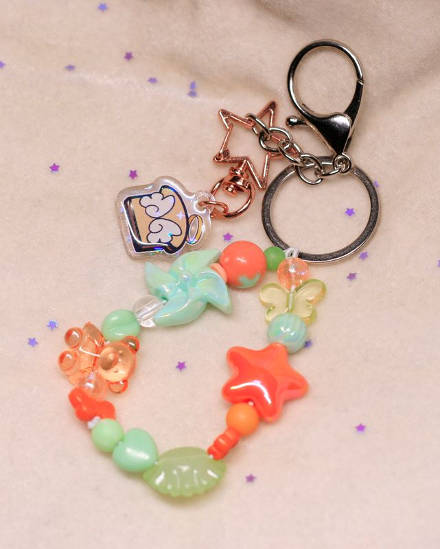 OOAK AngelToast beaded keychain - Juicy