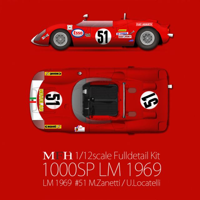 Maquette en kit  1/12- ABARTH 1000 SP LM 1969 - model factory hiro K837