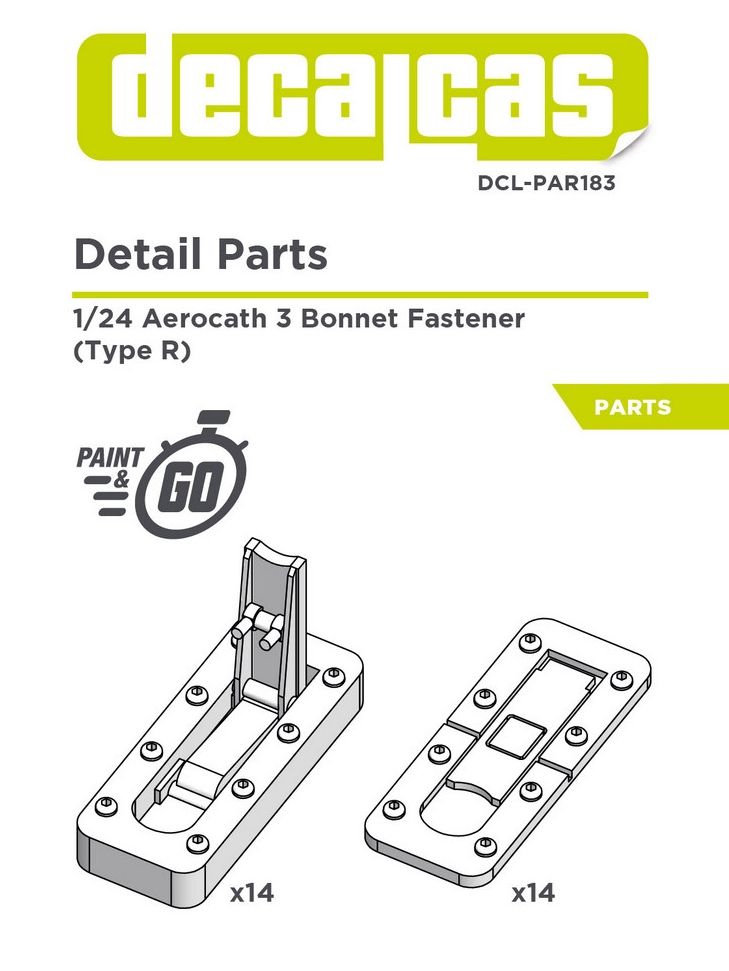 ATTACHE CAPOT RAPIDE RECTENGULAIRE  - 3D- DECALCAS- DCL-PAR183