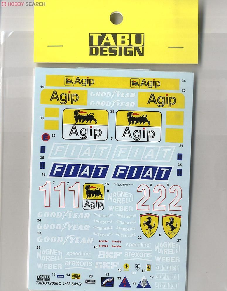1/12 Ferrari 641/2 Full Decal - Tabu - TABU12056