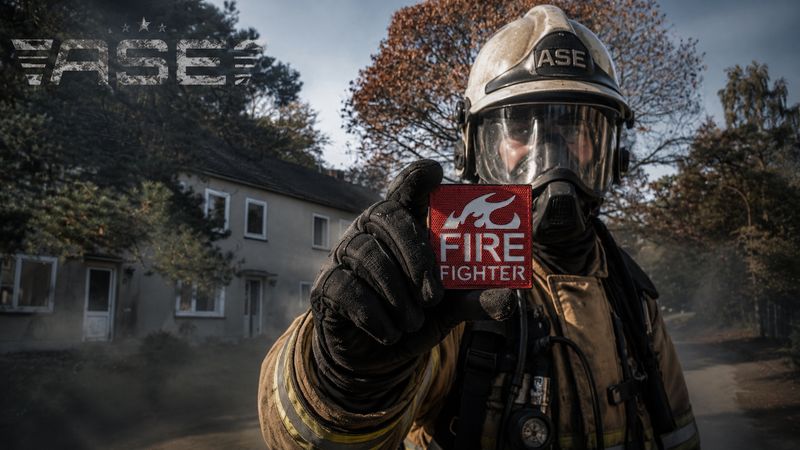 Fire Fighter - Feuerwehr-Patch (Lasercut/rot)