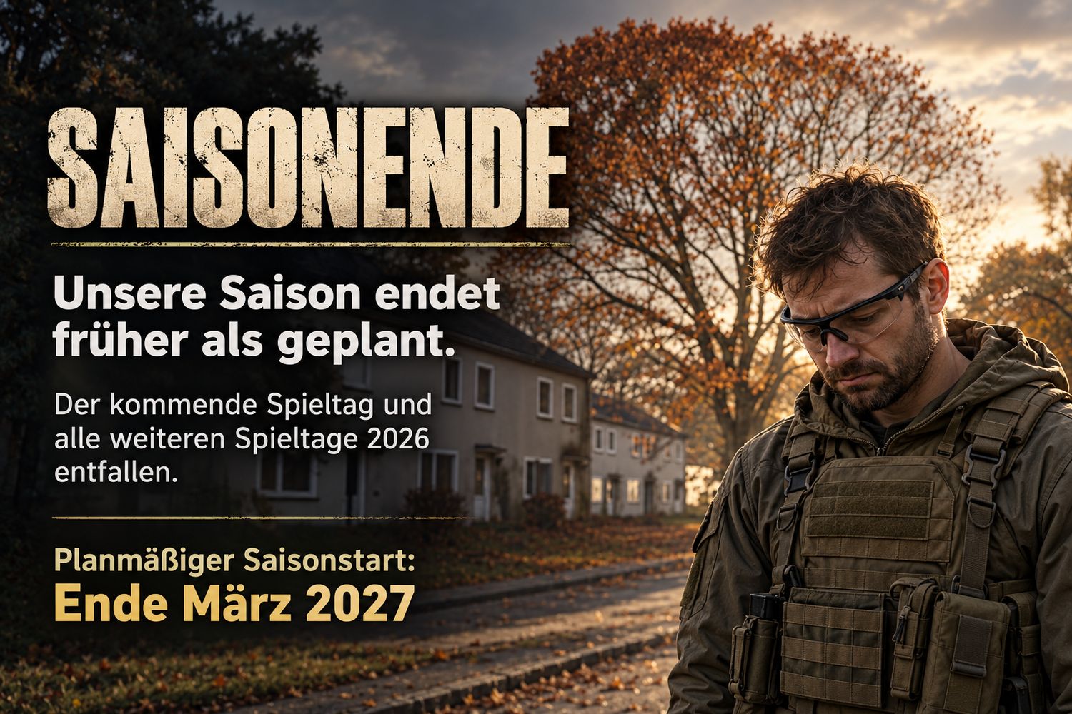 Leider endet unsere Saison unerwartet schon zu sofort