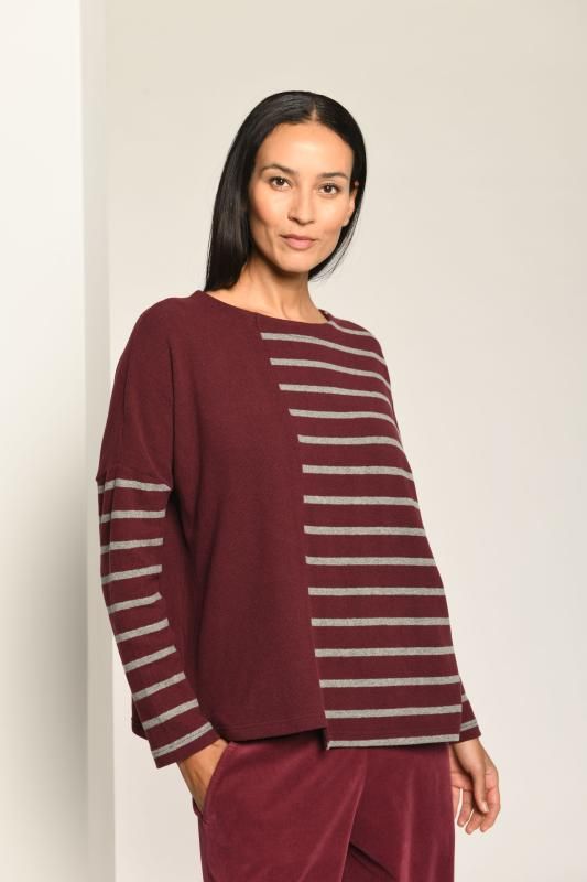 Pullover Weinrot mit Streifen