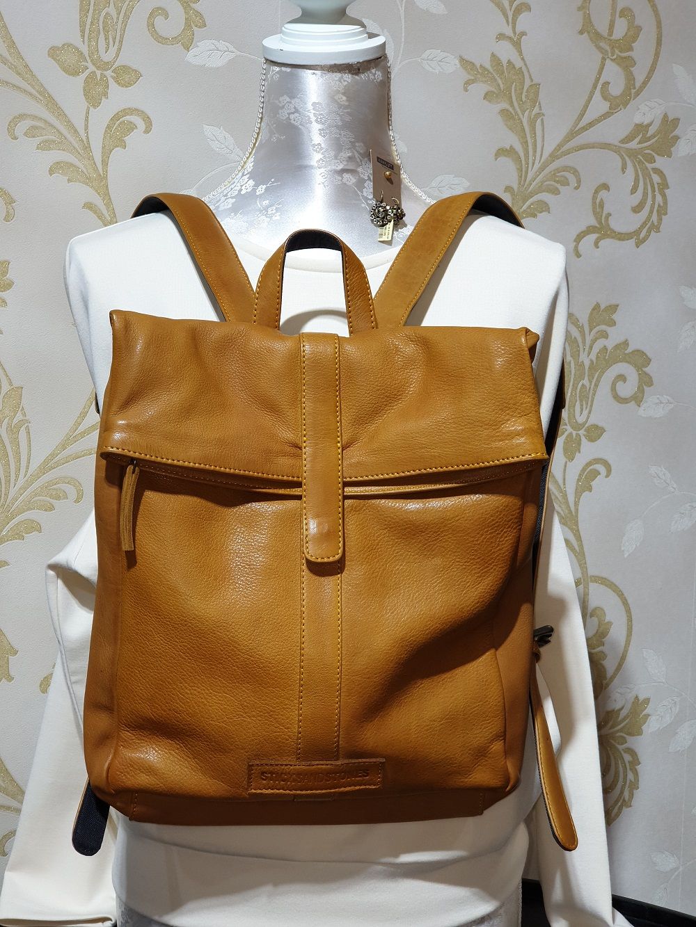 Leder-Rucksack Hellbraun