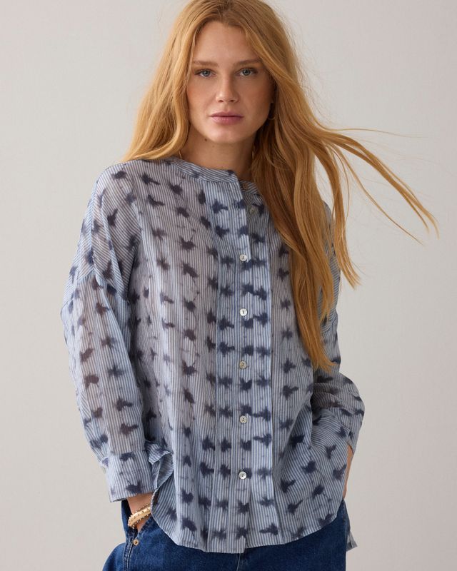 Bluse halbtransparent Blau