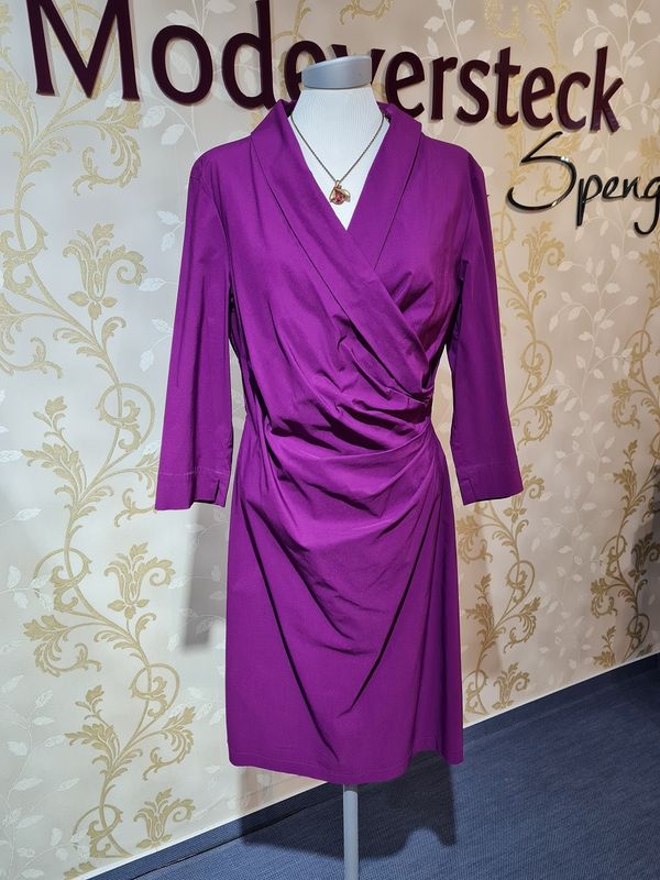 Kleid in Wickeloptik, Fuchsia