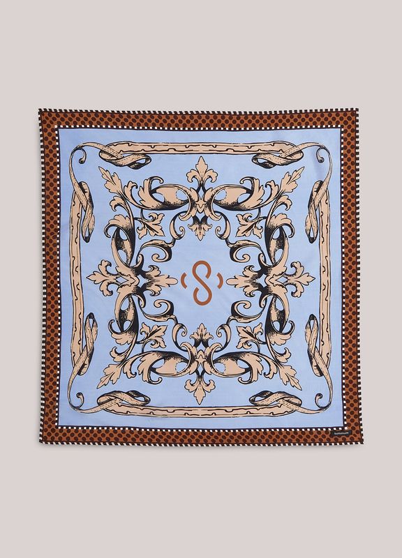 Tuch quadratisch, blau-braun