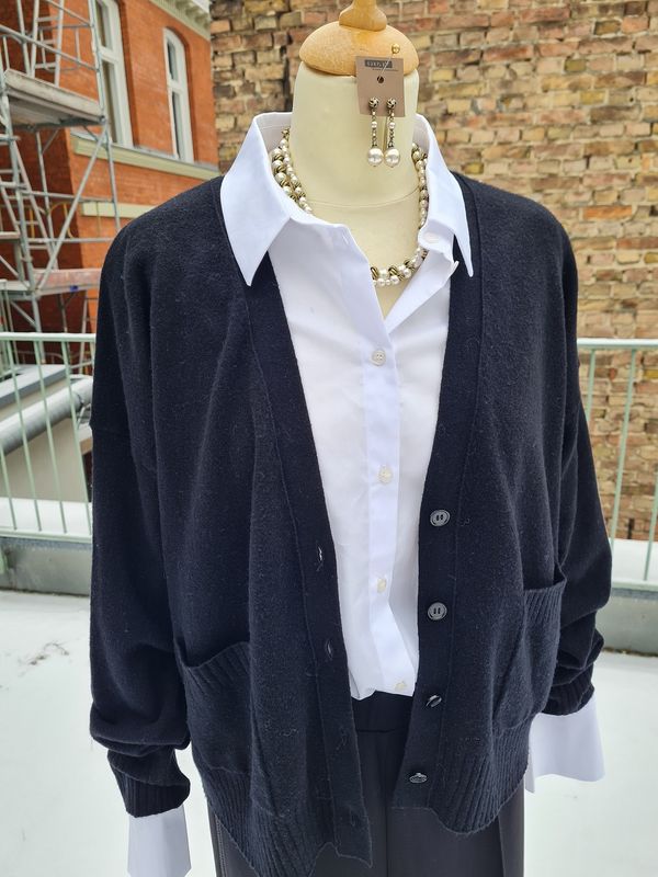 Woll-Strickjacke, schwarz