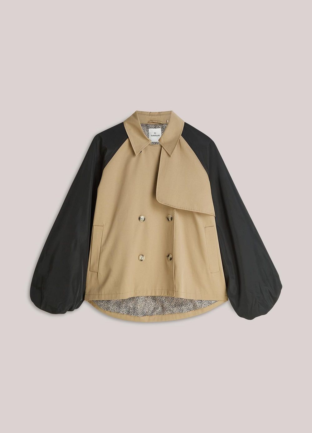 Jacke Trench Khaki-Schwarz