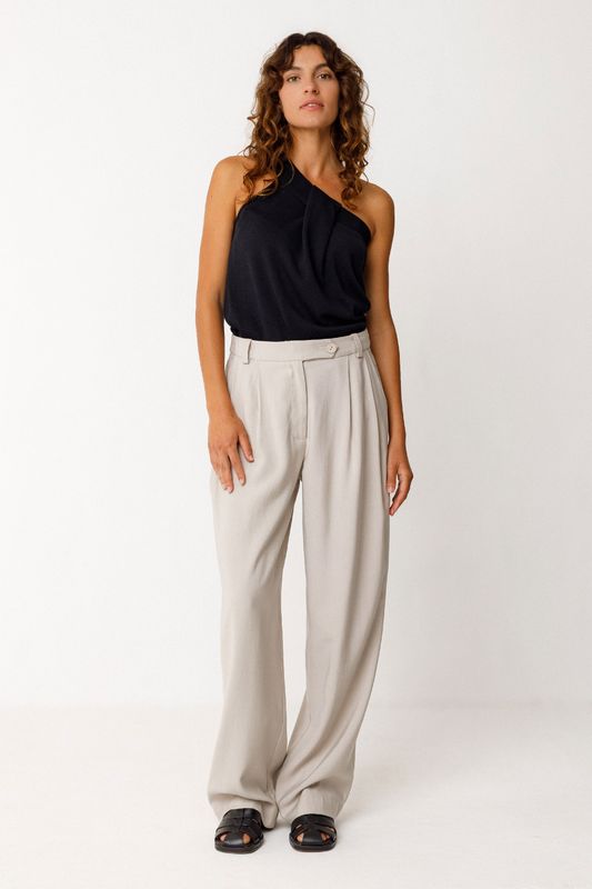 Hose mit Bundfalten, hellbeige Hose mit Bundfalten, hellbeige