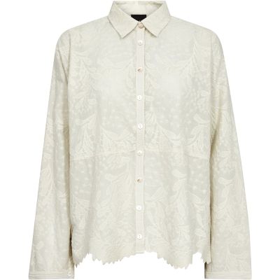 Blusenhemd Ecru fein bestickt