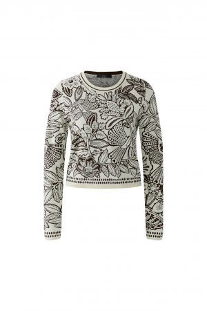 Pullover weiß-braun gemustert