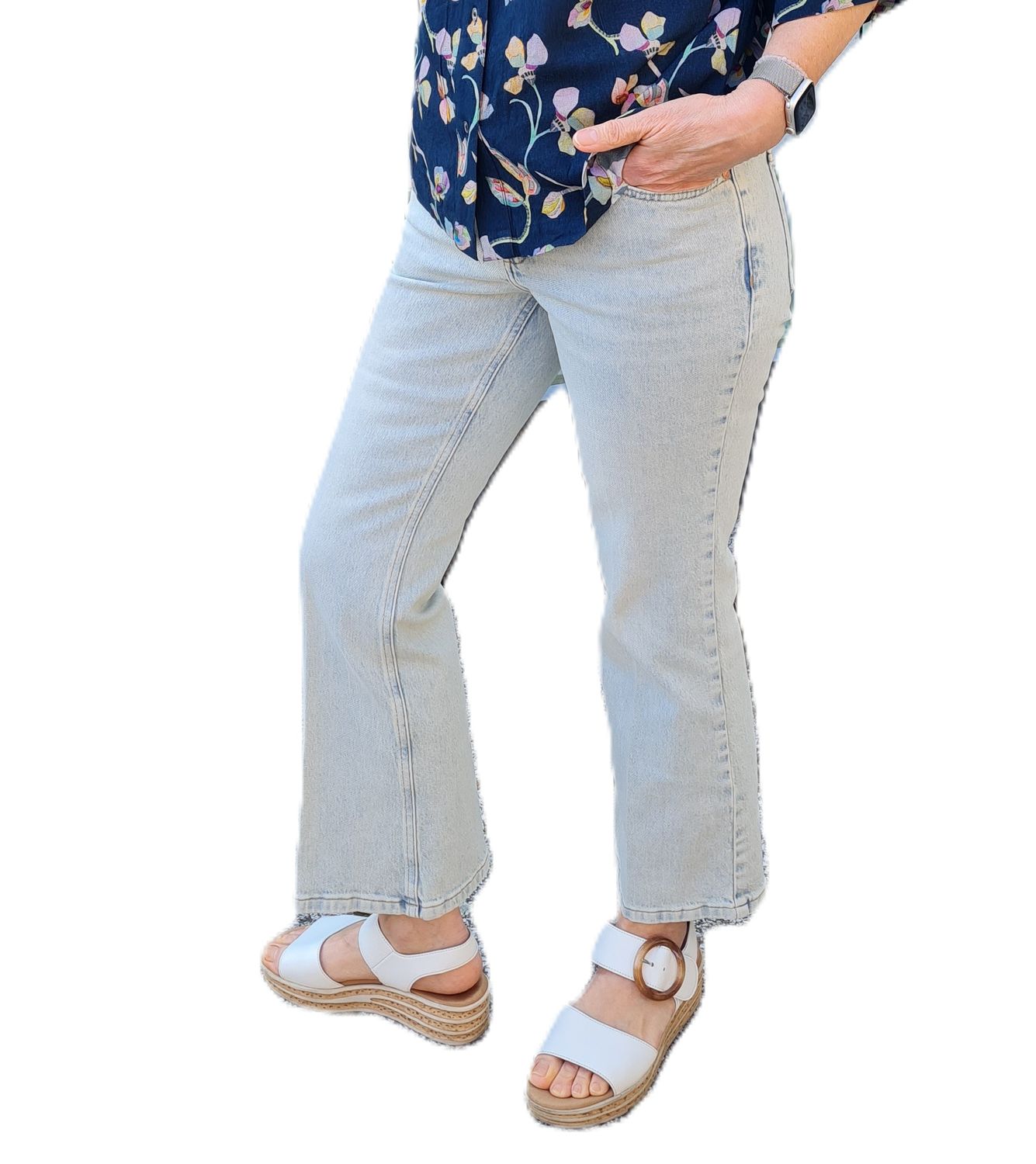 Jeans mit verkürzten Beinen