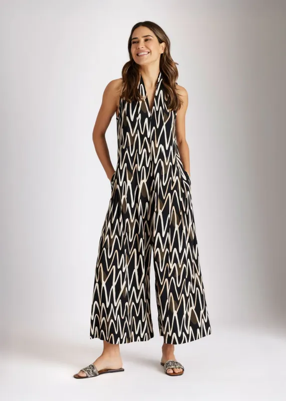 Jumpsuit Brauntöne gemustert