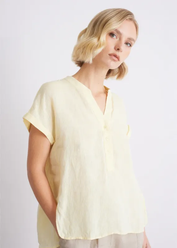 Bluse aus Leinen, Gelb