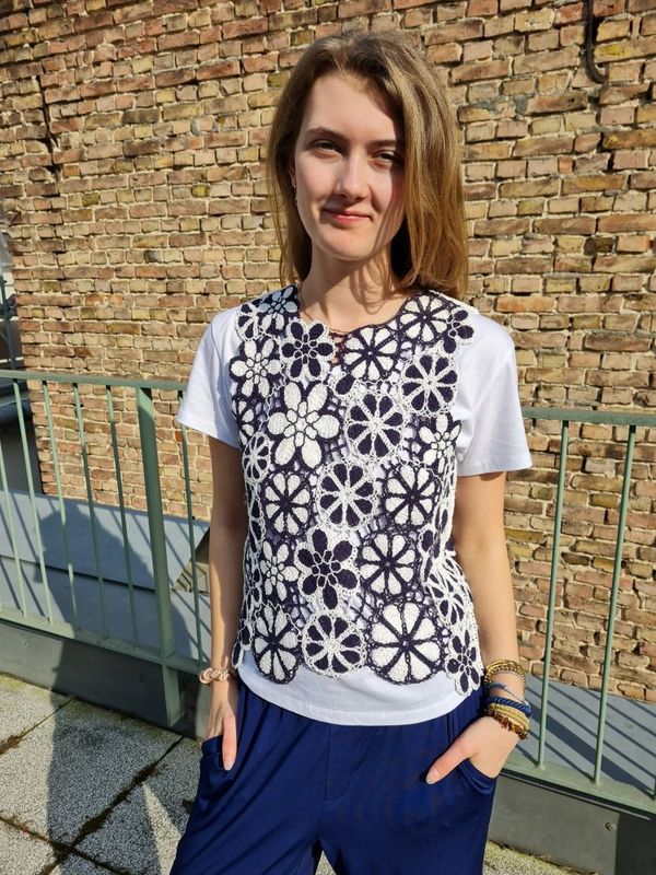 Häkeltop Blau-Weiß