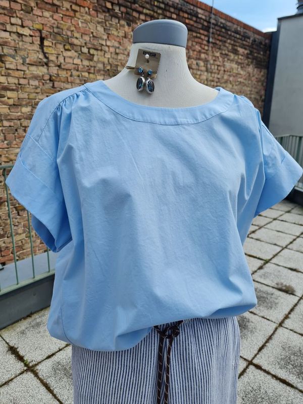 Bluse Hellblau mit Tunnelzug
